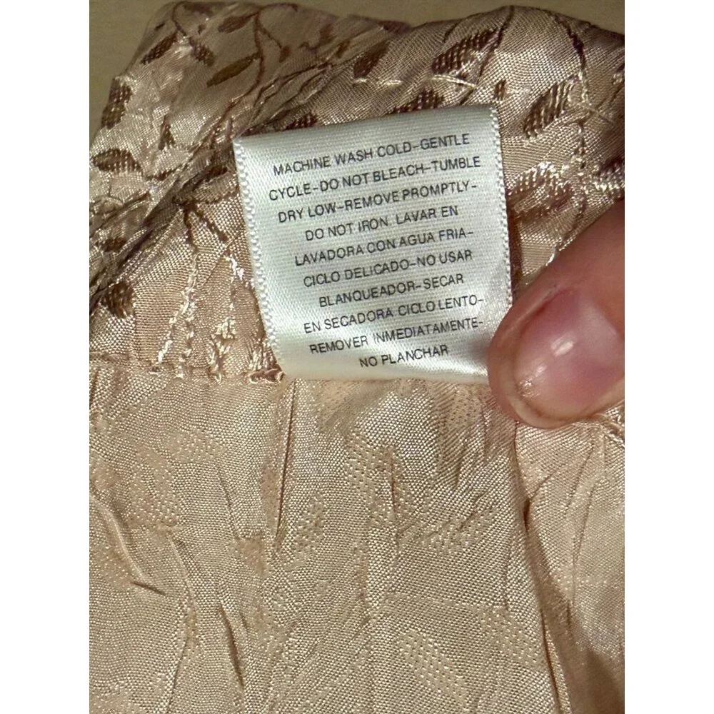 CROSCILL HOME Set 2 Curtain Panels Tan Jacquard Leaf‎ Vine Pattern Rod Pocket